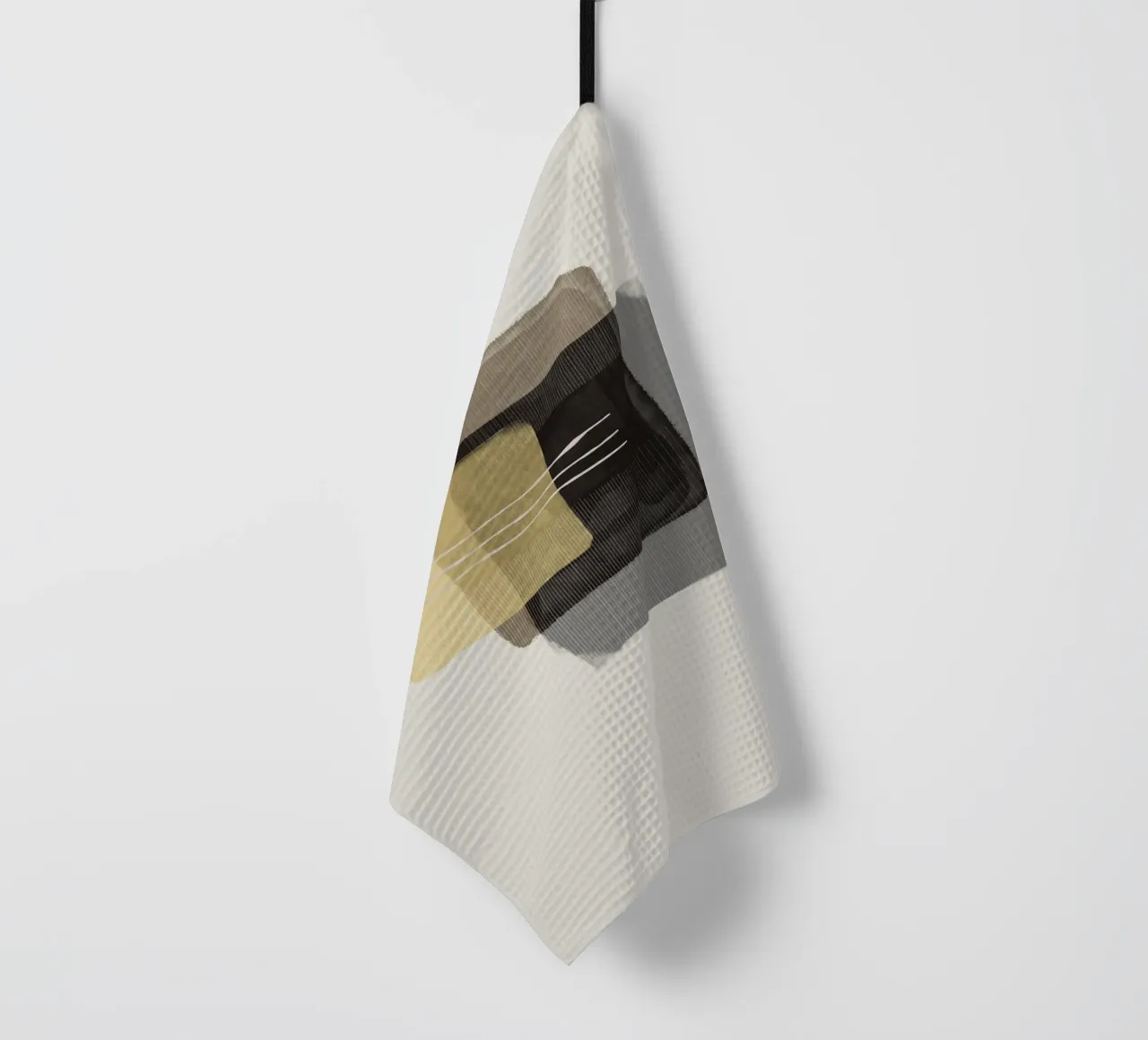Modern abstract shapes in retro style with yellow and brown torchon de Imaginative