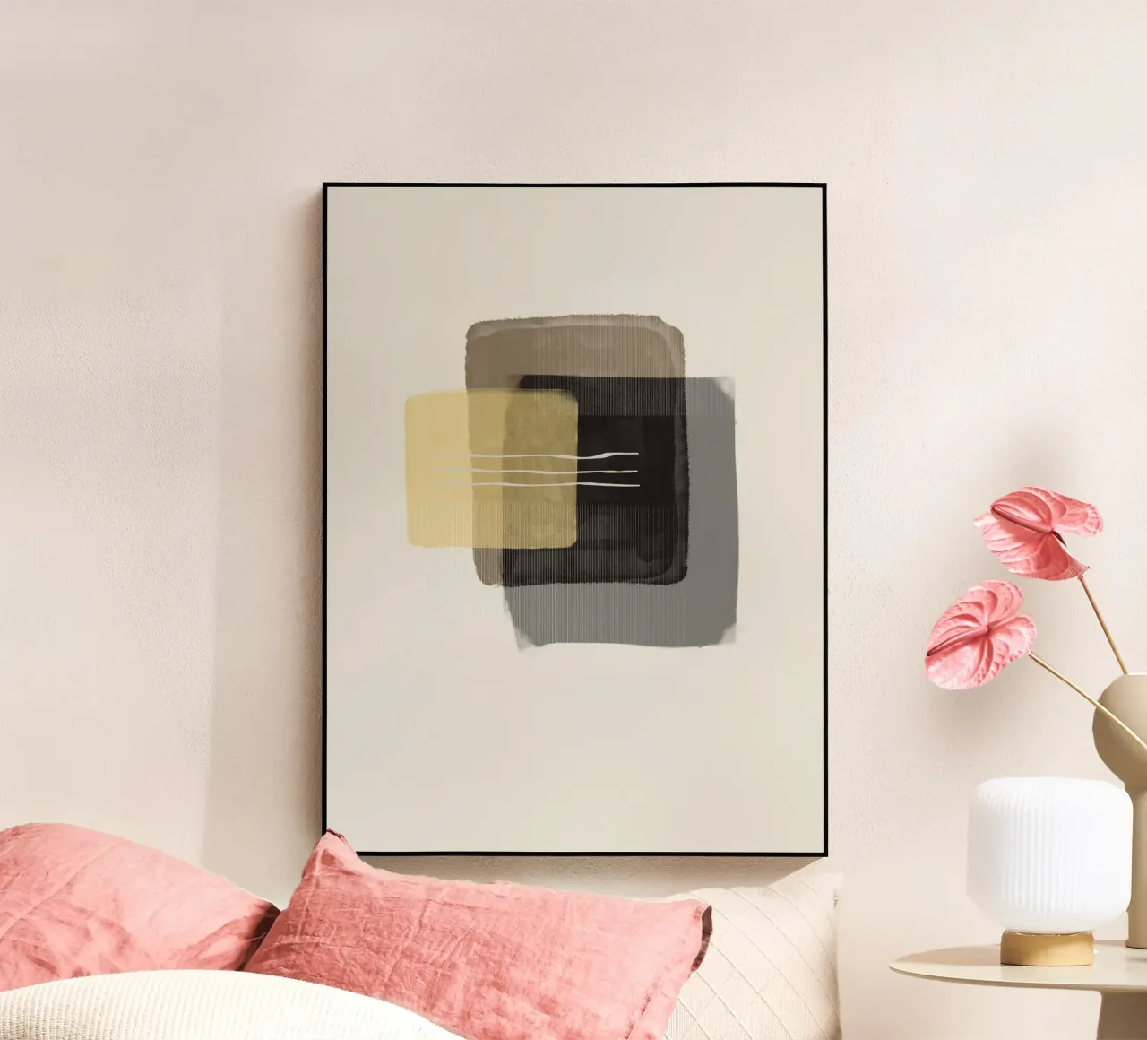 Modern abstract shapes in retro style with yellow and brown plexiglas de Imaginative