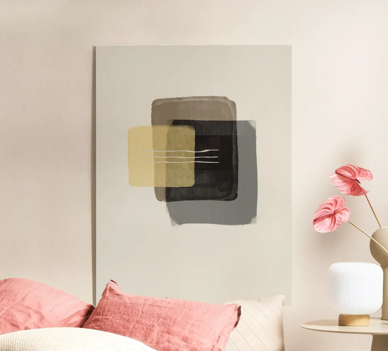 Modern abstract shapes in retro style with yellow and brown plexiglass da Imaginative