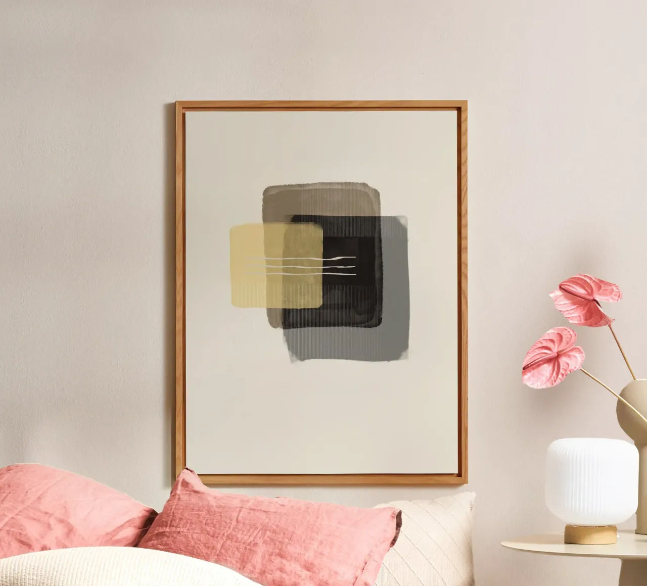 Modern abstract shapes in retro style with yellow and brown alluminio dibond da Imaginative