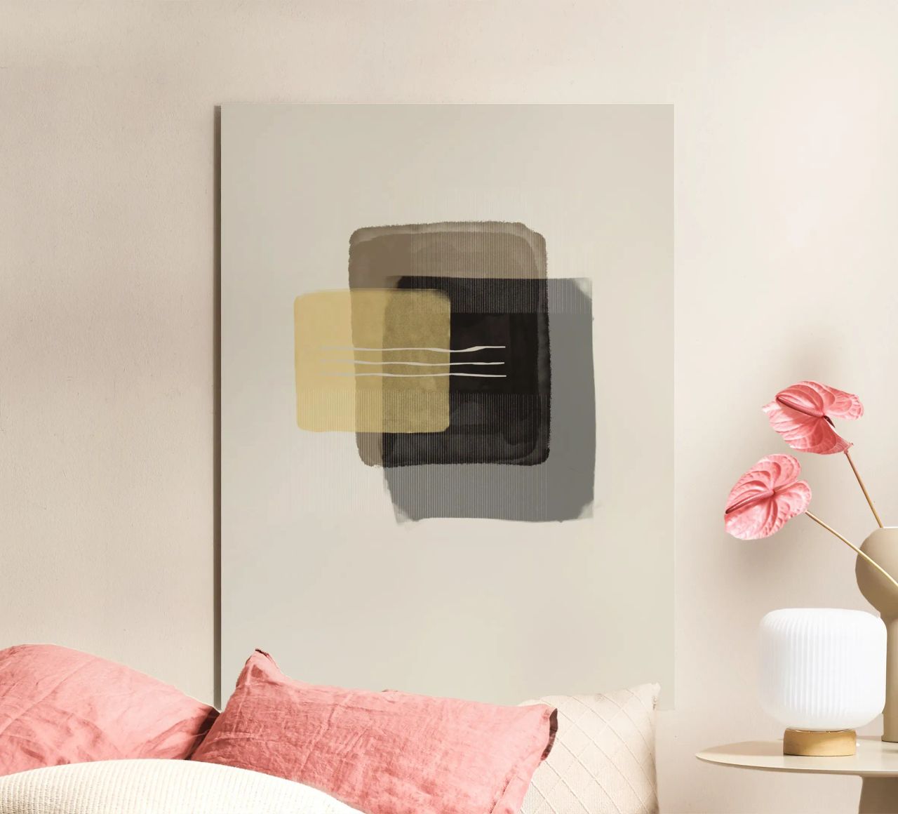 Modern abstract shapes in retro style with yellow and brown alluminio dibond da Imaginative