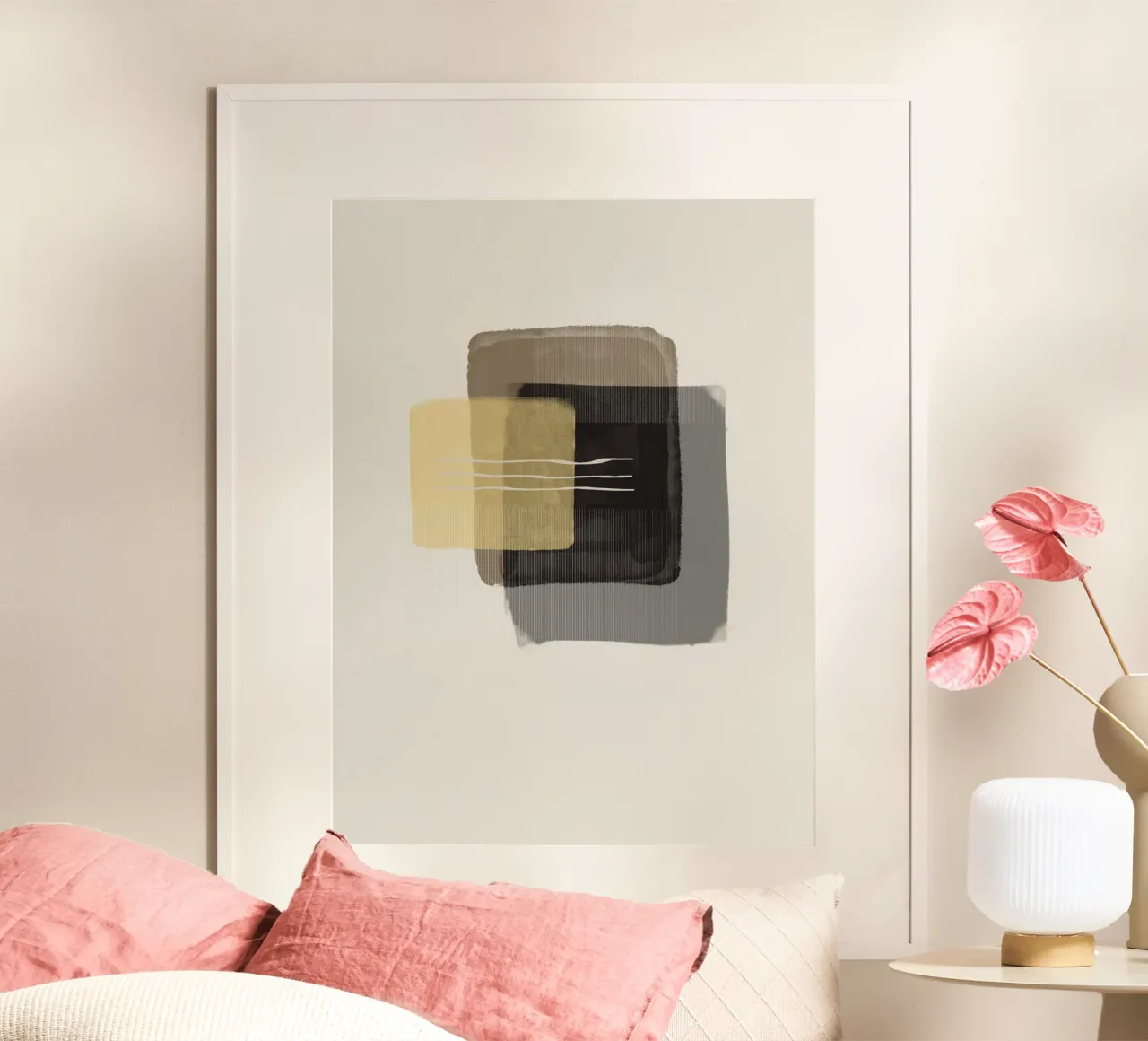 Modern abstract shapes in retro style with yellow and brown carta hahnemühle da Imaginative