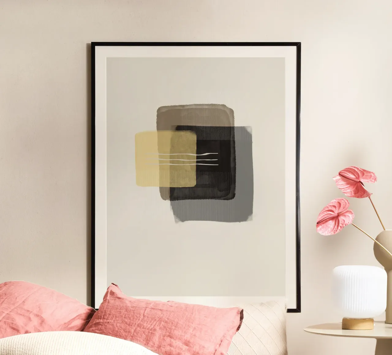 Modern abstract shapes in retro style with yellow and brown carta hahnemühle da Imaginative