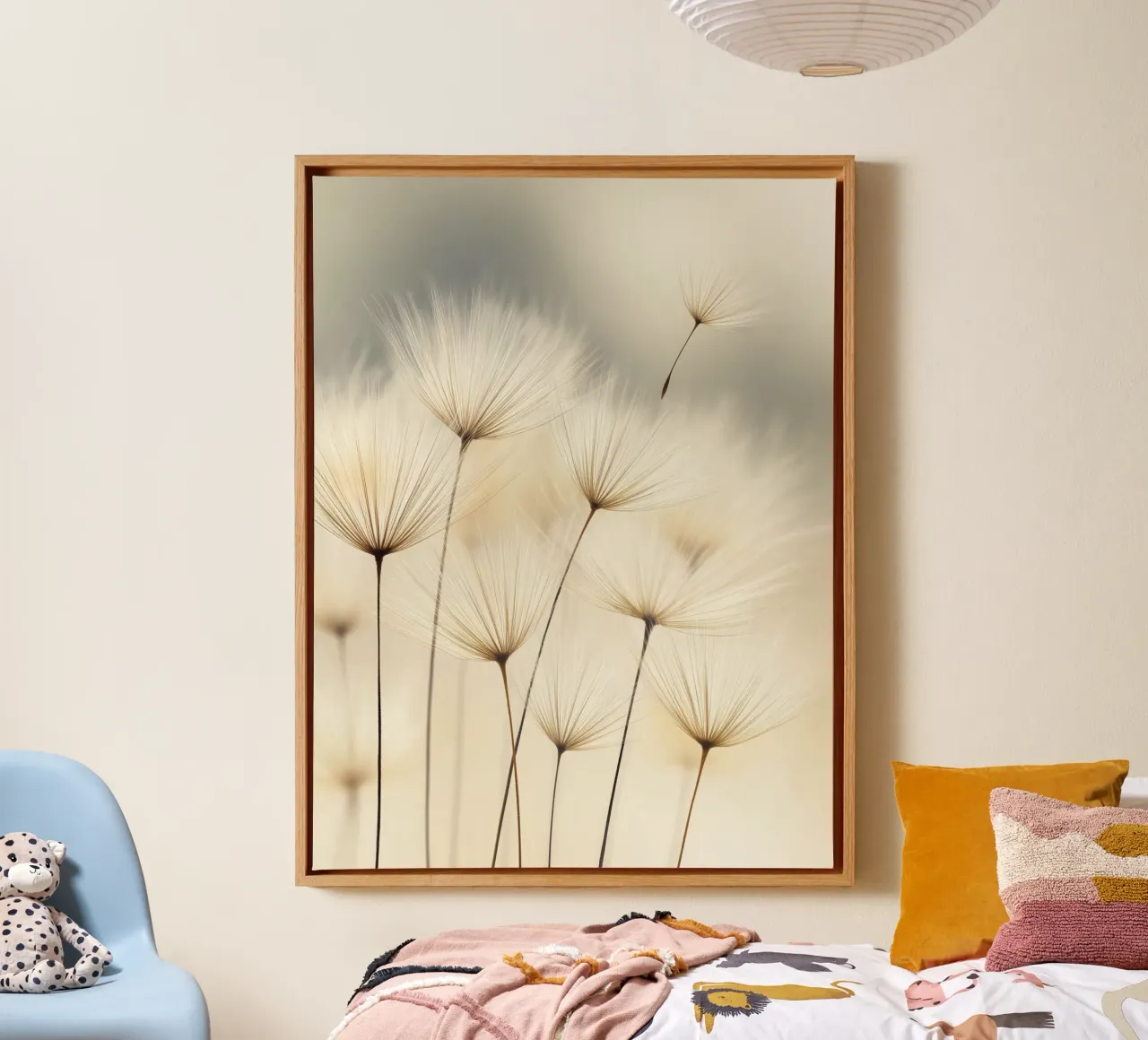 Dandelion Fly | A visual meditation canvas with Floater frame by Autofocus