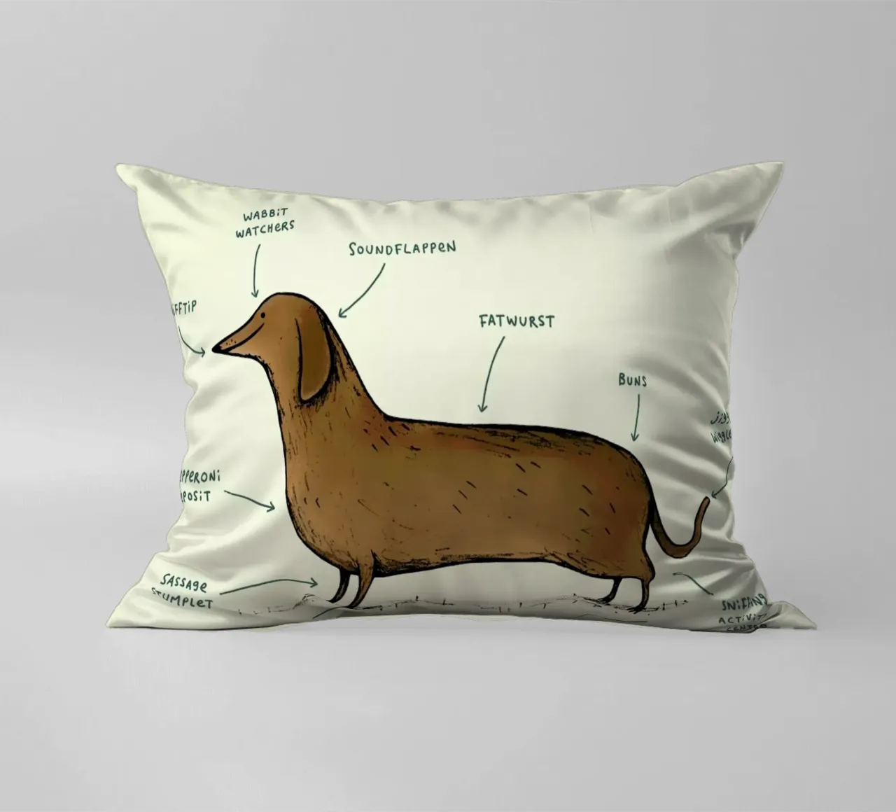 Anatomy Of A Dachshund cuscino da Sophie Corrigan