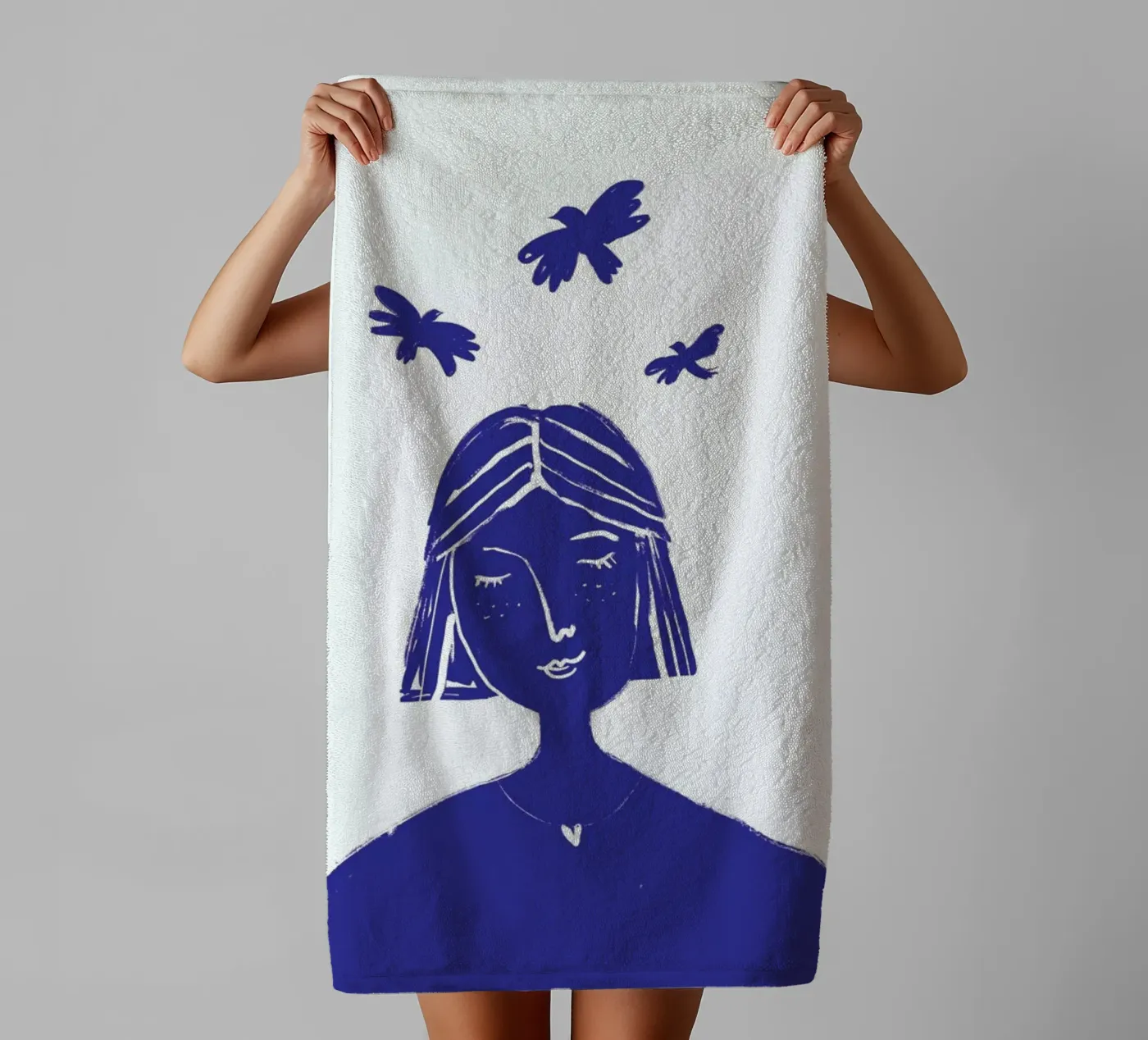 Hovering Blue towel by Graphite