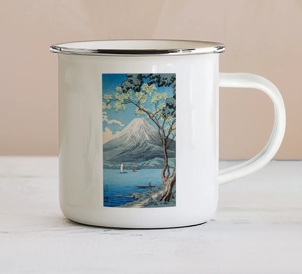 Mount Fuji tazza in smalto da vintageshop