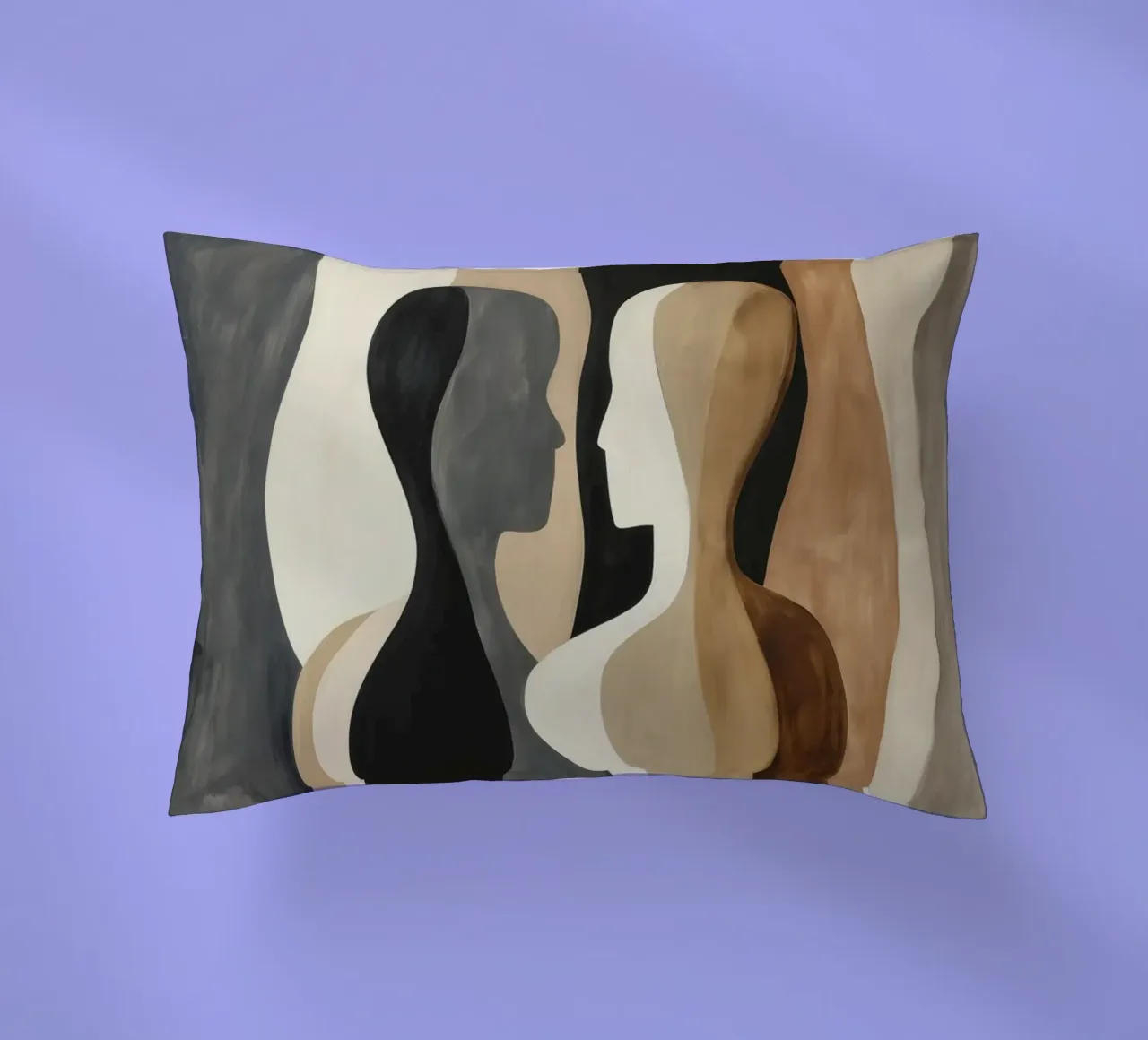 Due corpi femminili astratti in marrone e beige cuscino da Autofocus