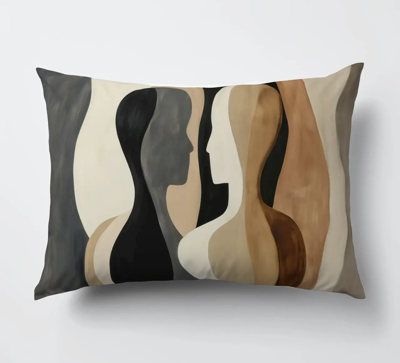 Due corpi femminili astratti in marrone e beige cuscino da Autofocus