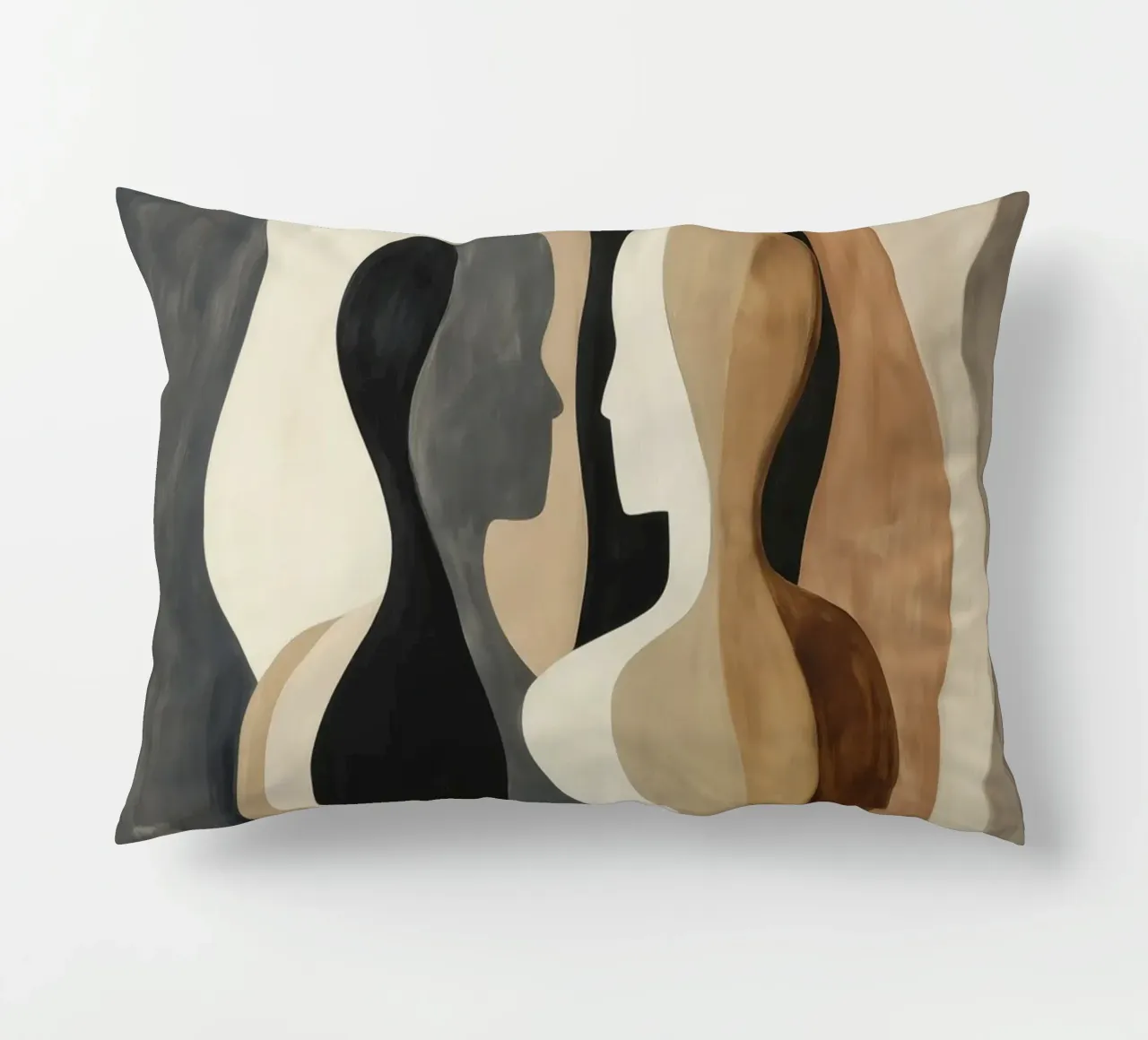 Due corpi femminili astratti in marrone e beige cuscino da Autofocus