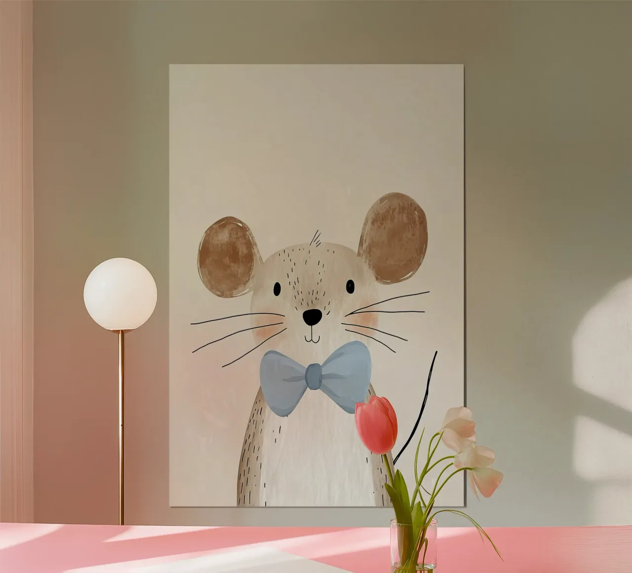 Souris mignonne avec nœud papillon, art mural pour la chambre d'enfant, impression pour la salle de jeux hahnemühle de Little Lola