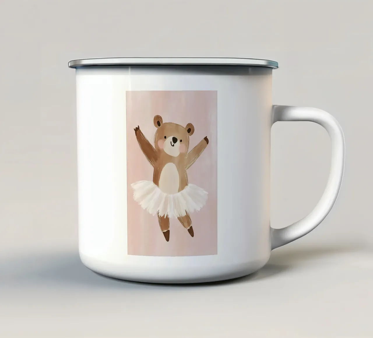 Cute Ballerina Bear, Nursery Print, Playroom Art enamel mug by Little Lola