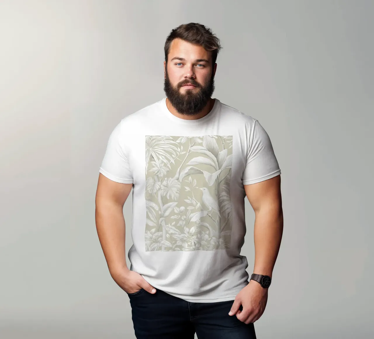 Giungla boho beige con uccello t-shirt da Autofocus