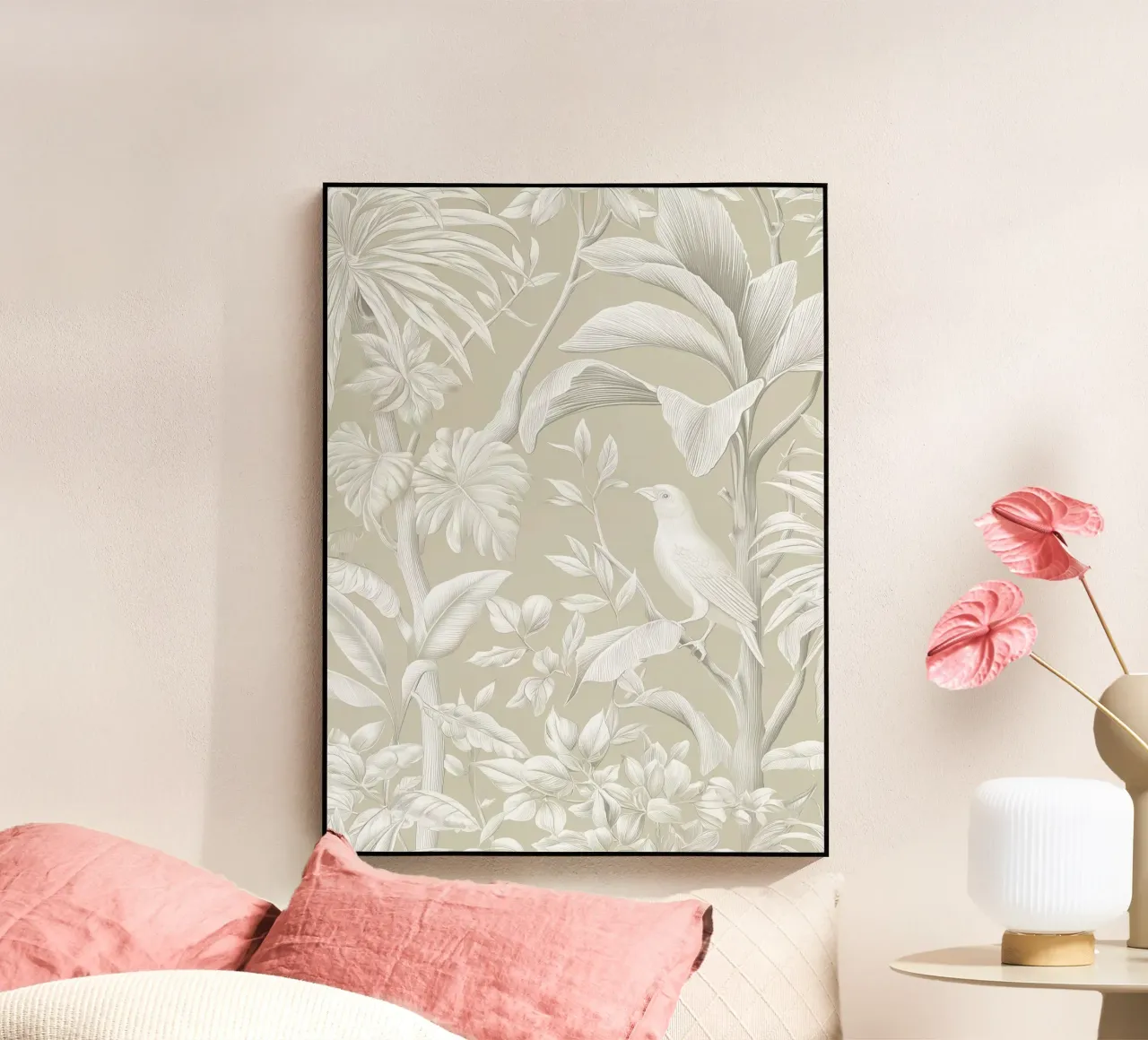 Giungla boho beige con uccello plexiglass da Autofocus