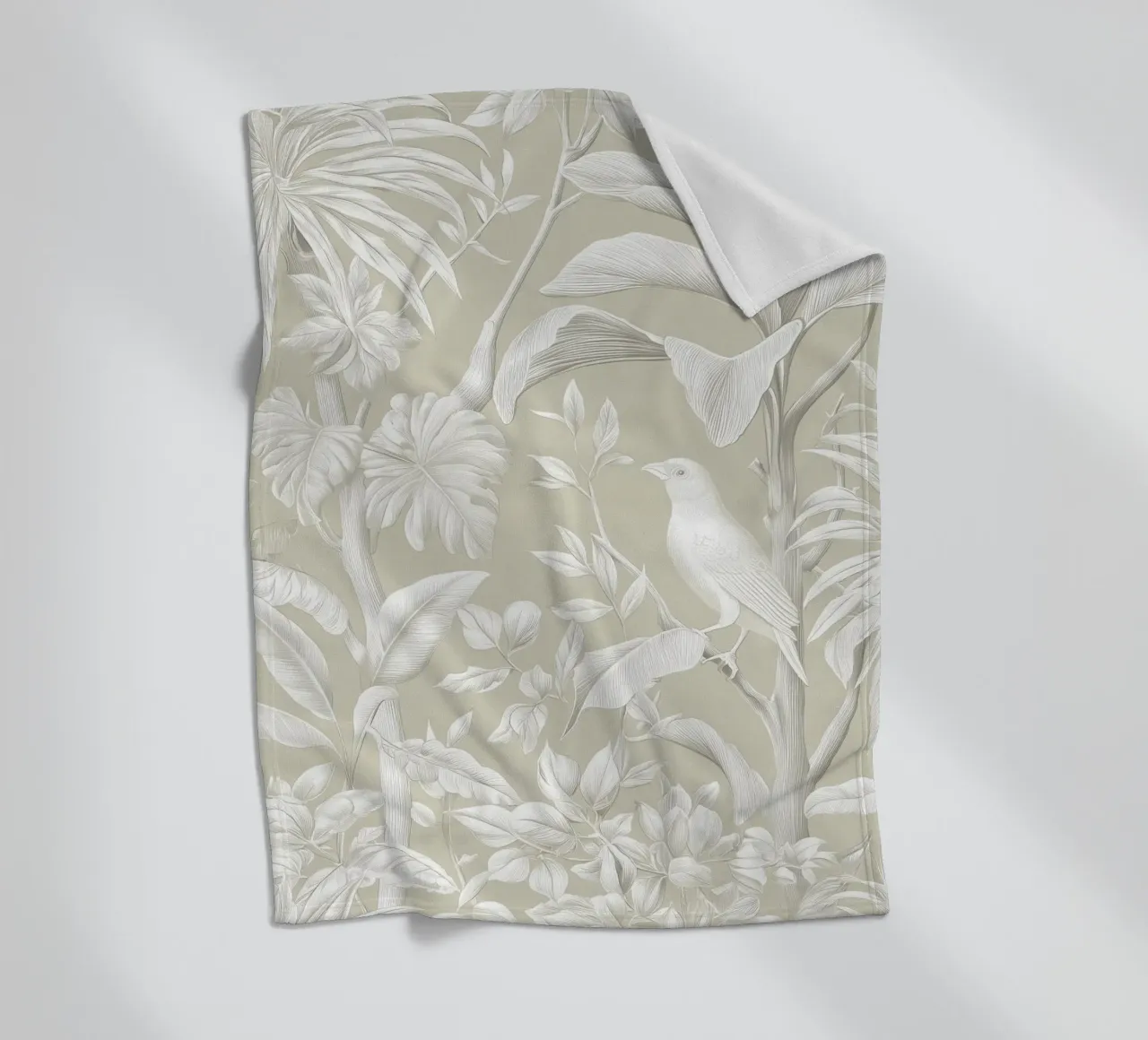 Giungla boho beige con uccello coperta in pile da Autofocus