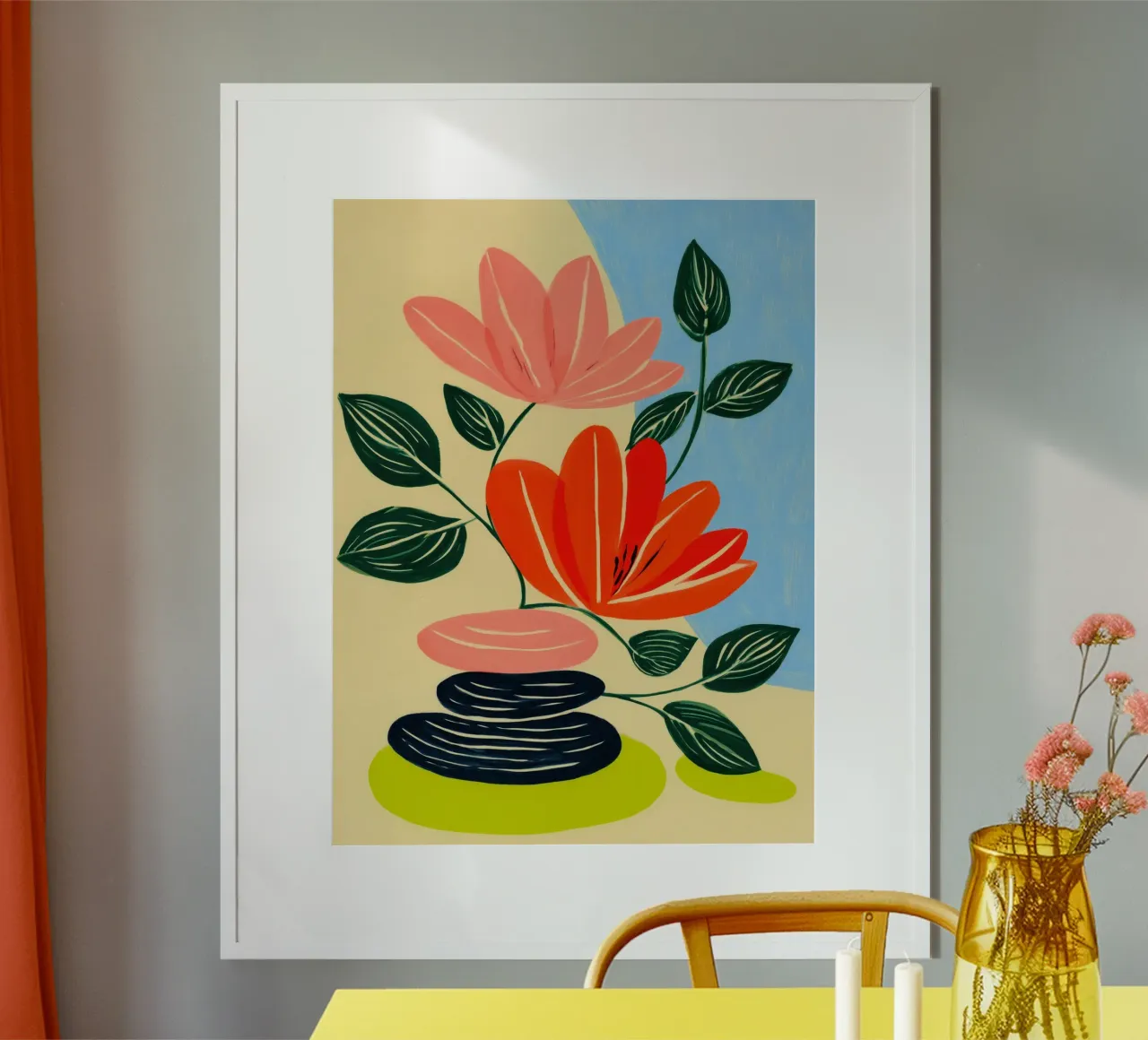 Fiori Zen | Un'oasi di serenità poster con telaio in legno da Autofocus