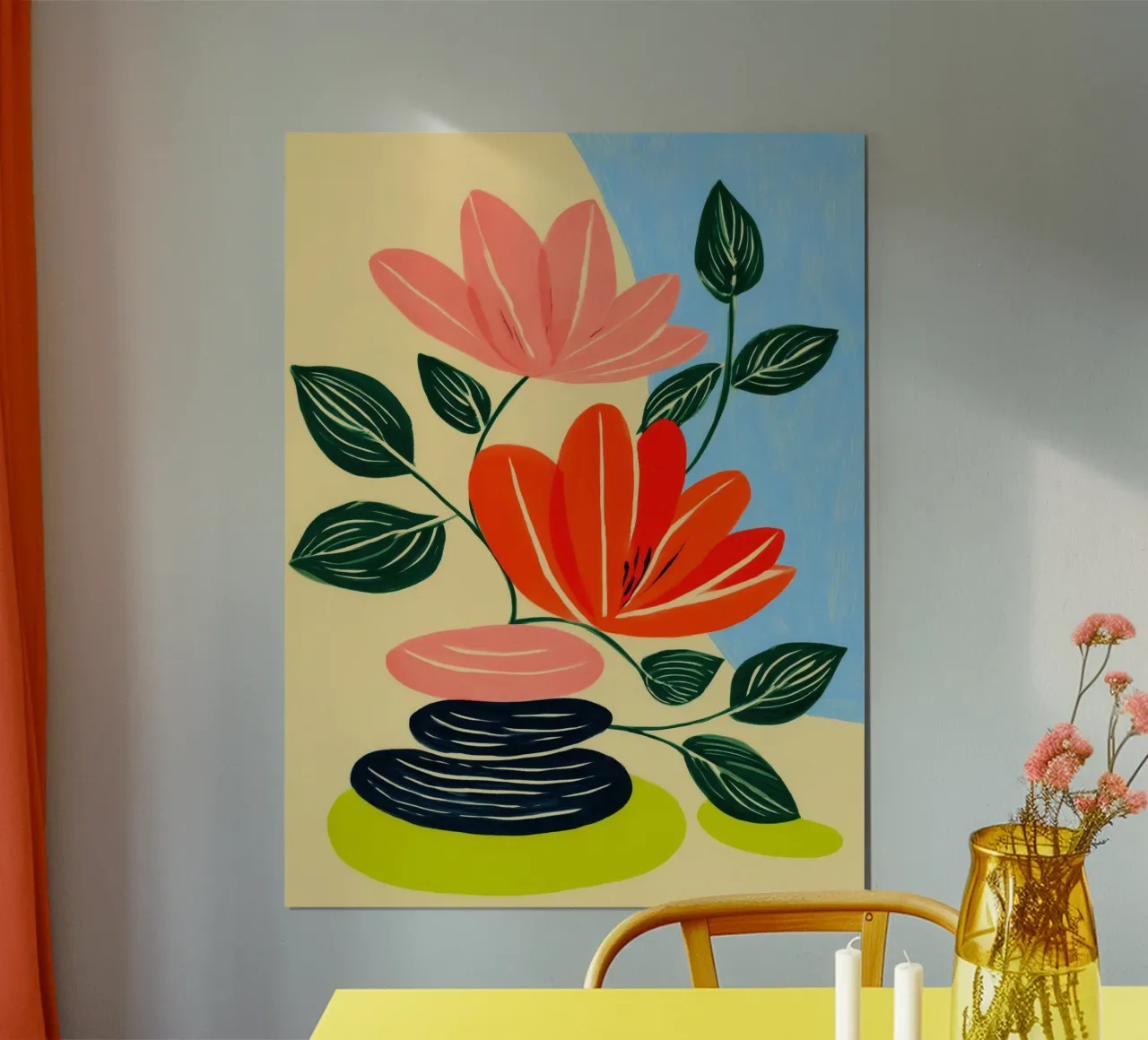 Fiori Zen | Un'oasi di serenità poster con telaio in legno da Autofocus