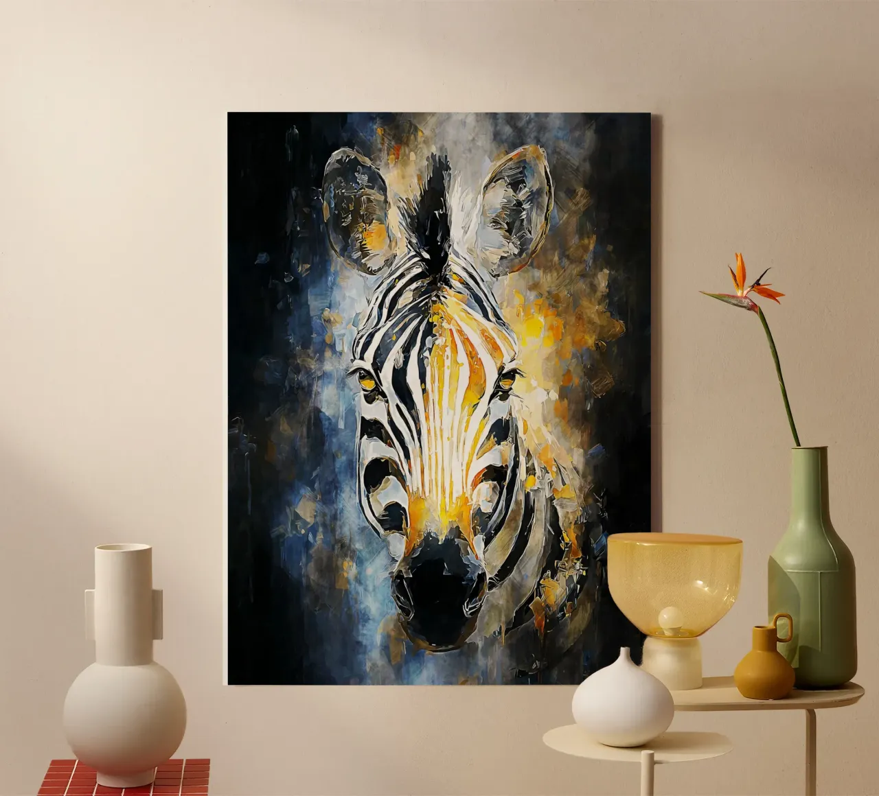 Zebra Modern canvas met Baklijst van Mateo
