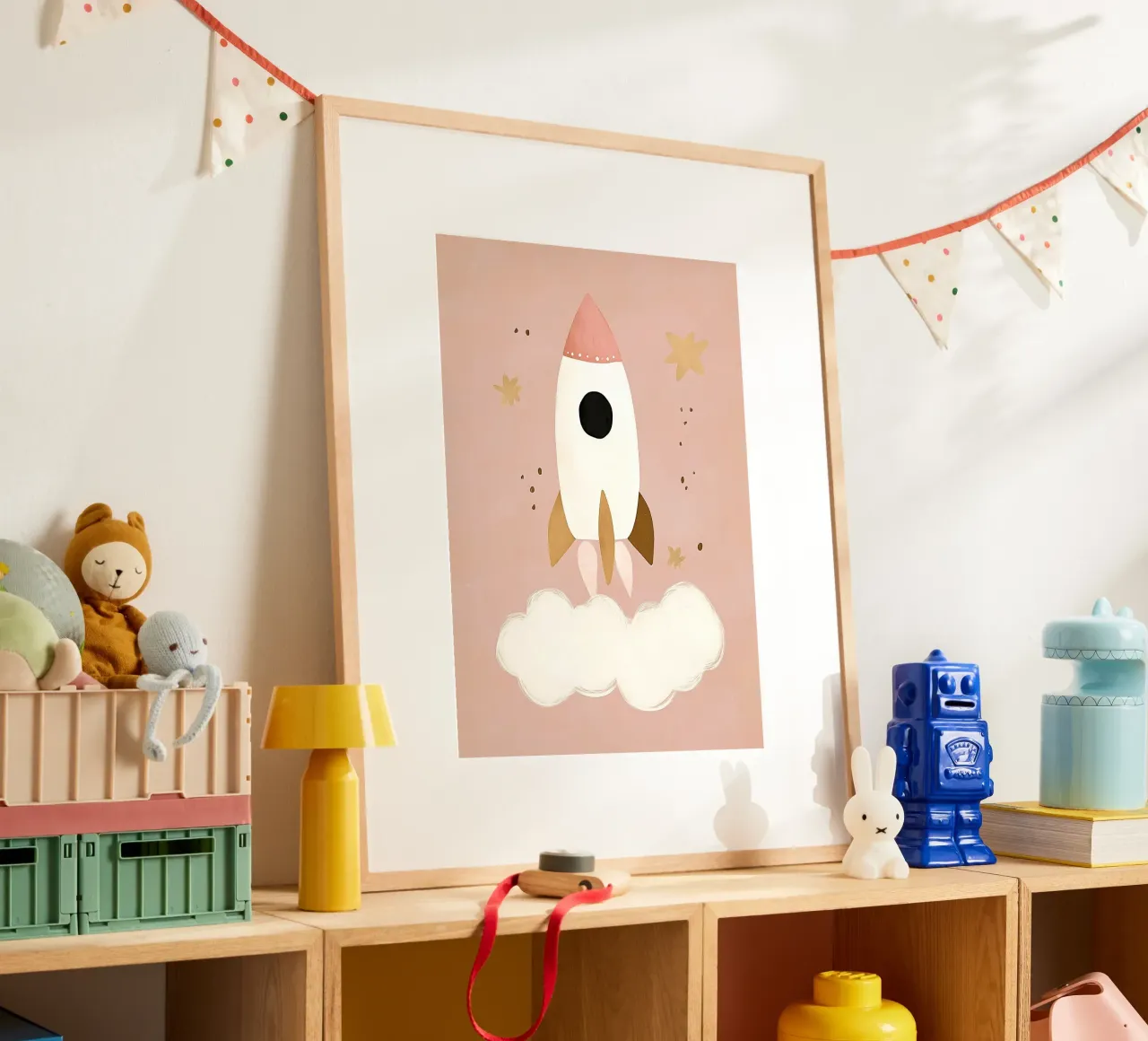 Spaceship, Space Rocket, Nursery Wall Art, Playroom Decor poster by Little Lola