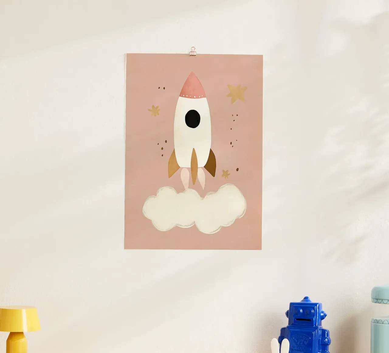 Spaceship, Space Rocket, Nursery Wall Art, Playroom Decor poster by Little Lola