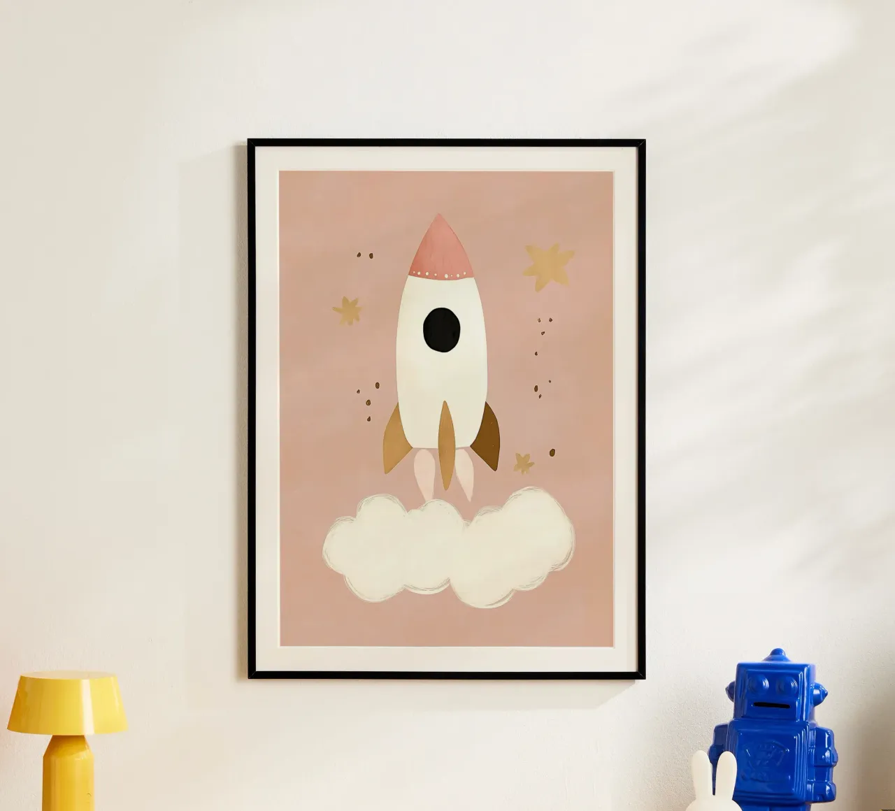 Spaceship, Space Rocket, Nursery Wall Art, Playroom Decor poster by Little Lola