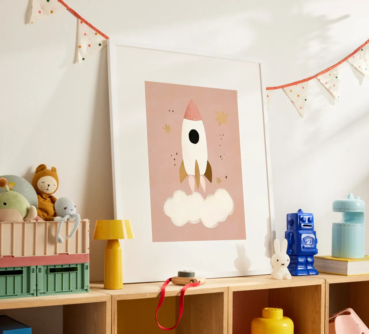 Spaceship, Space Rocket, Nursery Wall Art, Playroom Decor poster by Little Lola