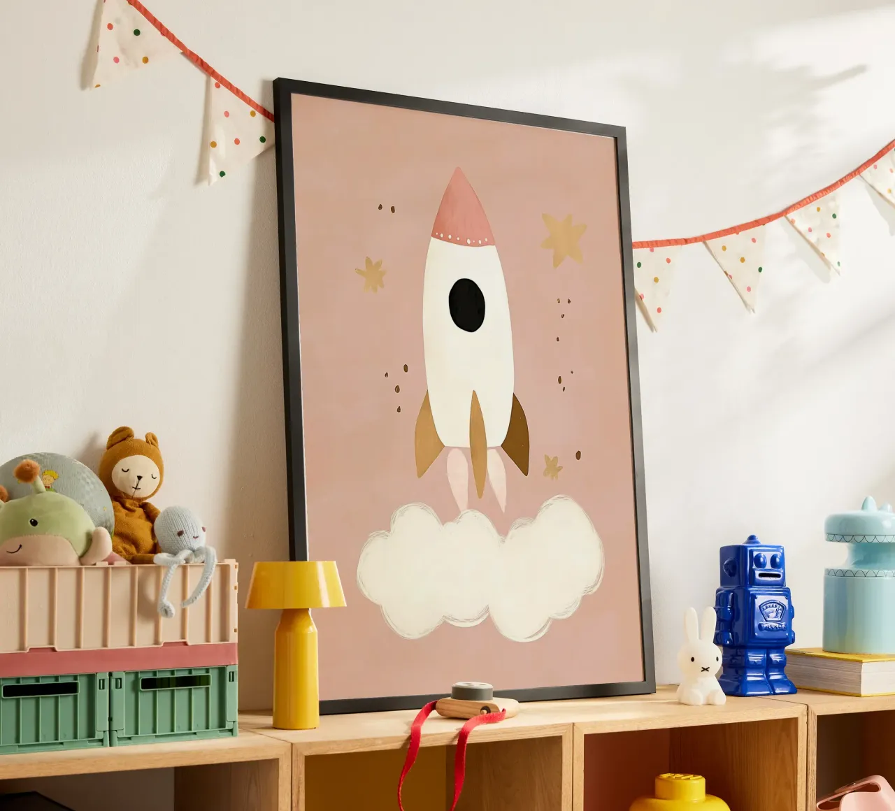 Spaceship, Space Rocket, Nursery Wall Art, Playroom Decor poster by Little Lola