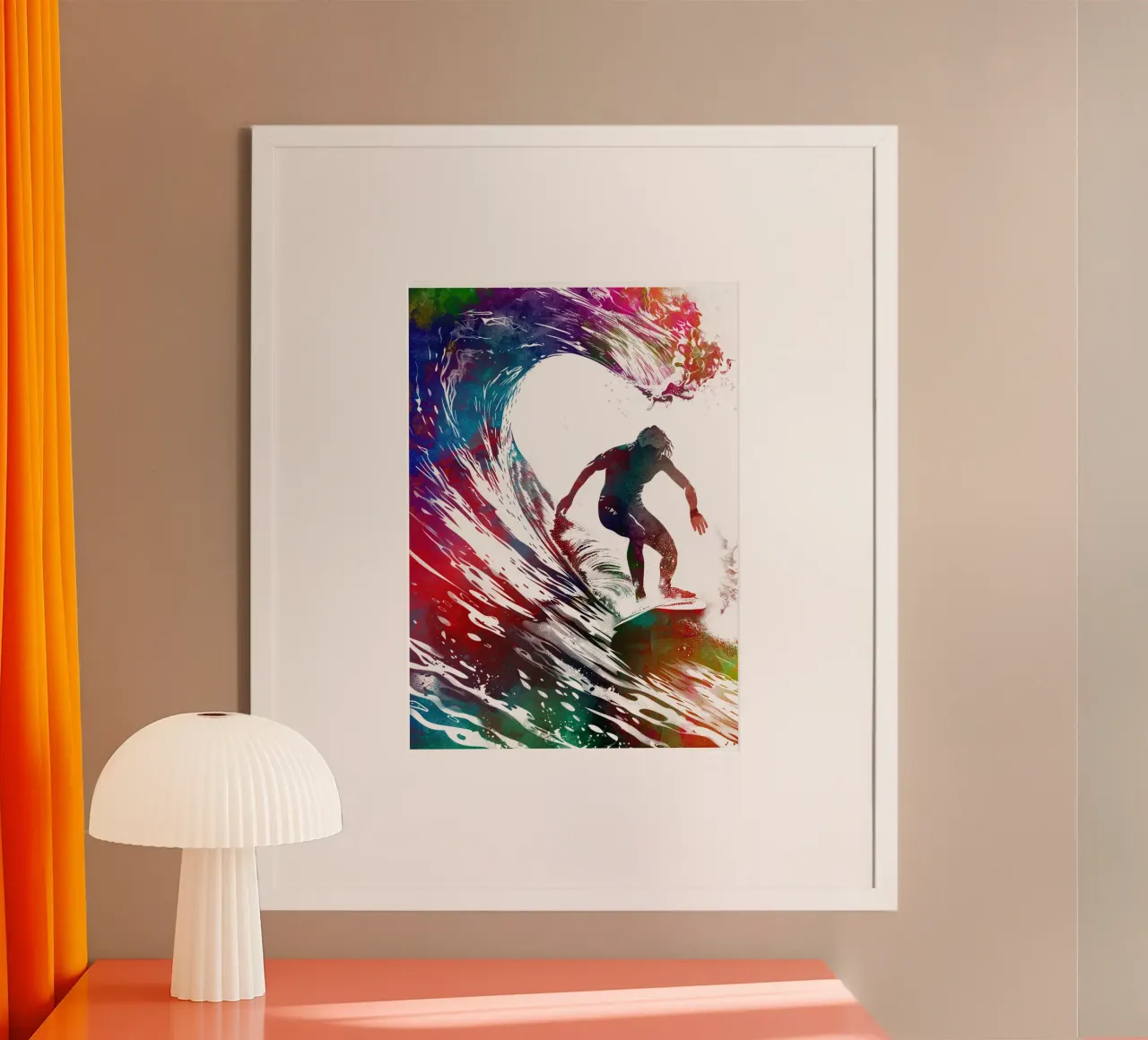 Surfer sport art bianco poster da SPORT