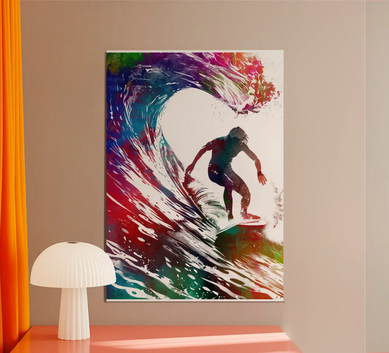 Surfer sport art bianco poster da SPORT