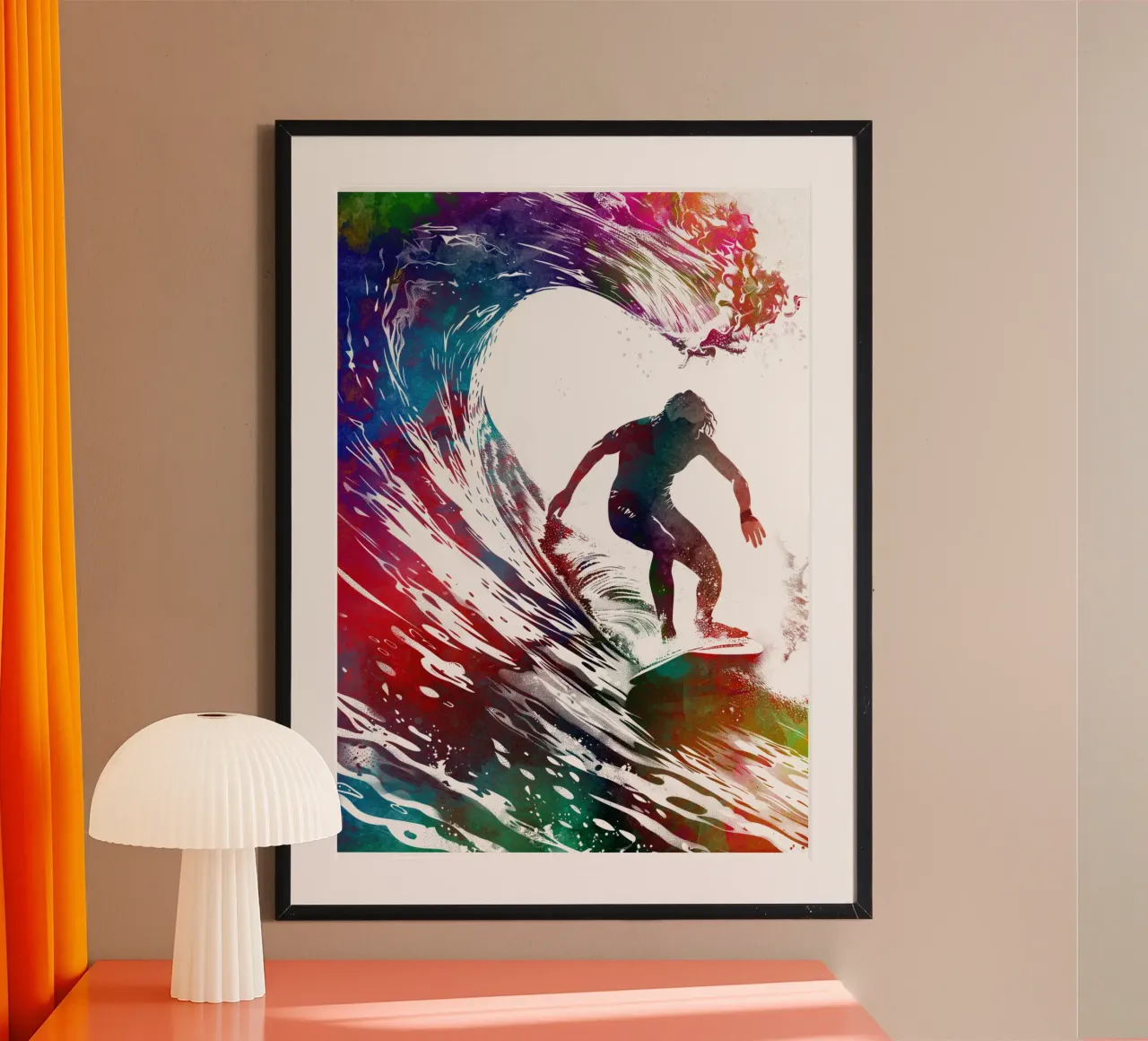 Surfer sport art bianco poster da SPORT