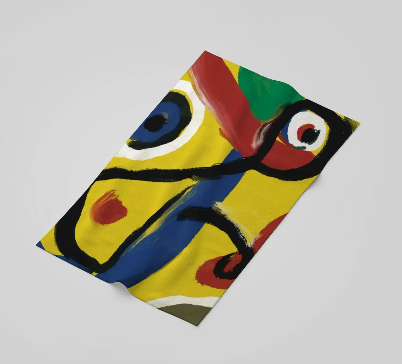 Abstract yellow oil painting beach towel by Little Dean