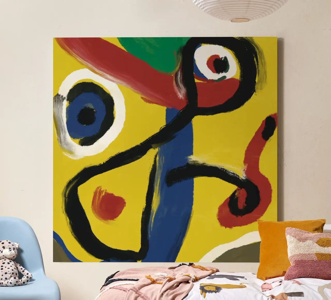 Abstract yellow oil painting canvas by Little Dean