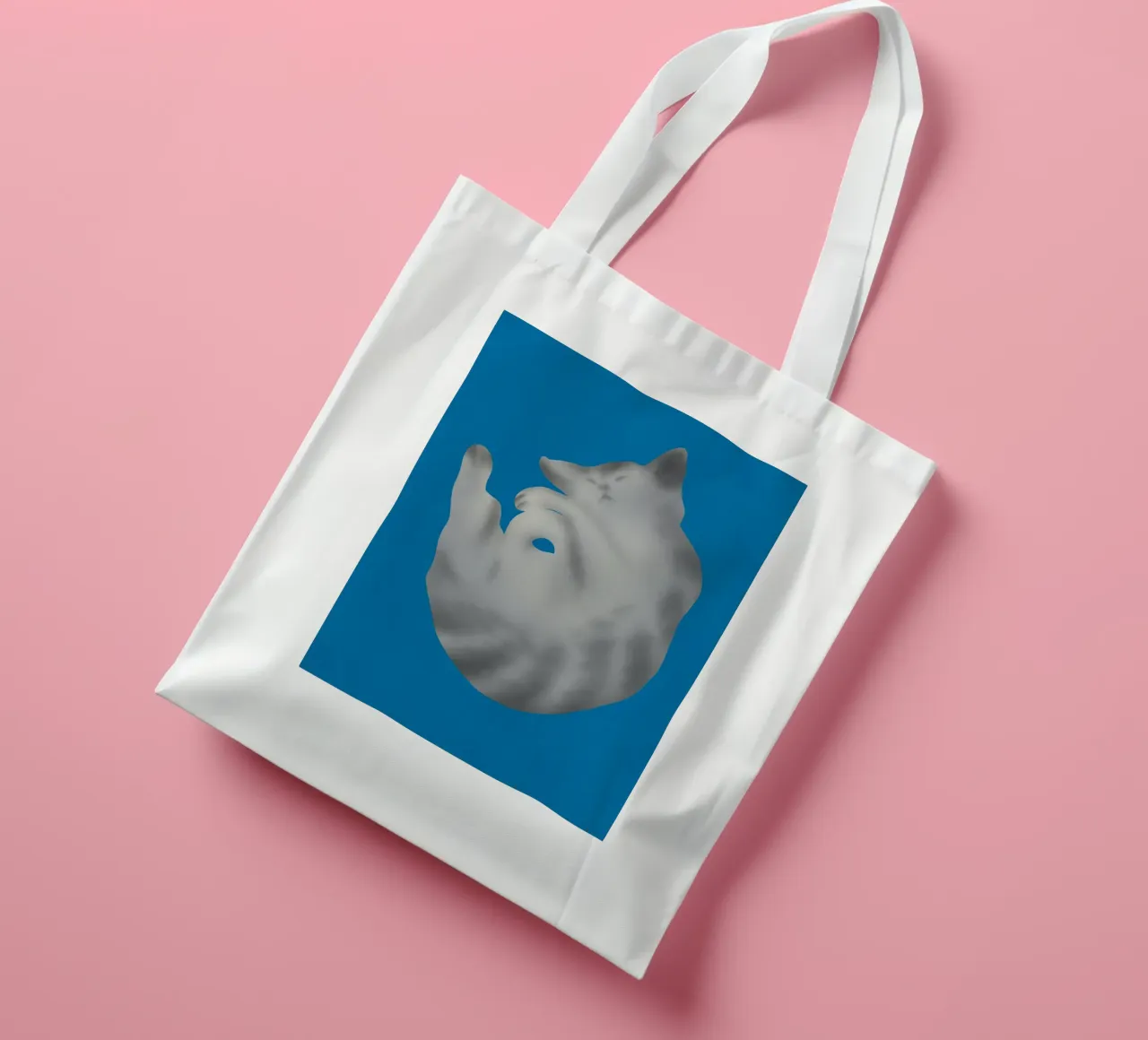 Ritratto di gatto in argento borsa in juta da Little Dean