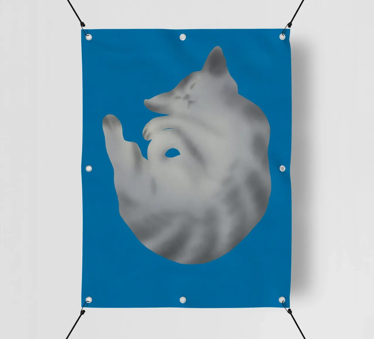 Ritratto di gatto in argento telo in pvc da Little Dean