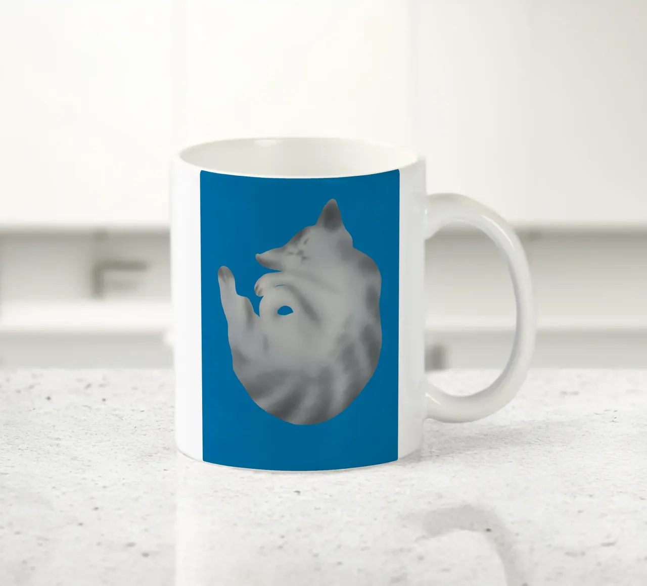 Ritratto di gatto in argento tazza in ceramica da Little Dean