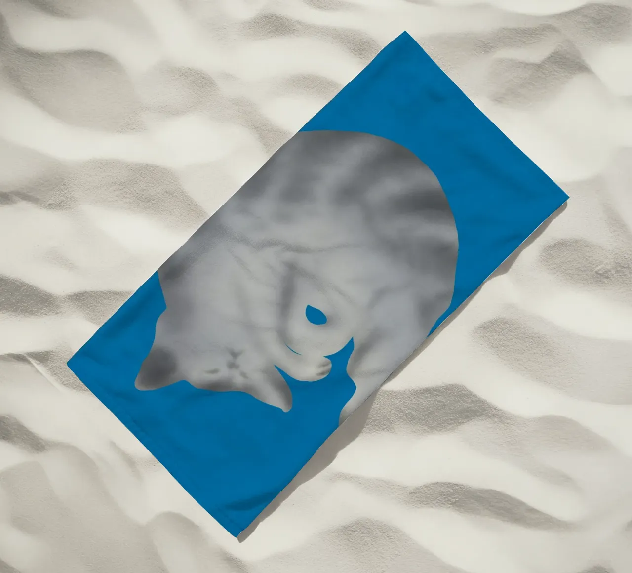 Ritratto di gatto in argento telo mare da Little Dean