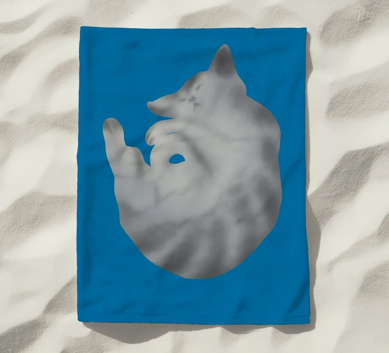 Ritratto di gatto in argento telo mare da Little Dean