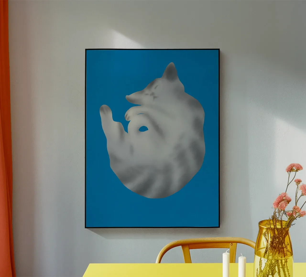 Ritratto di gatto in argento plexiglass da Little Dean