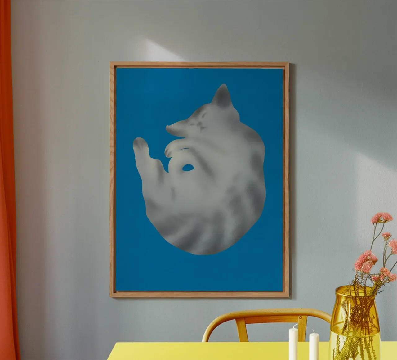 Ritratto di gatto in argento alluminio dibond da Little Dean