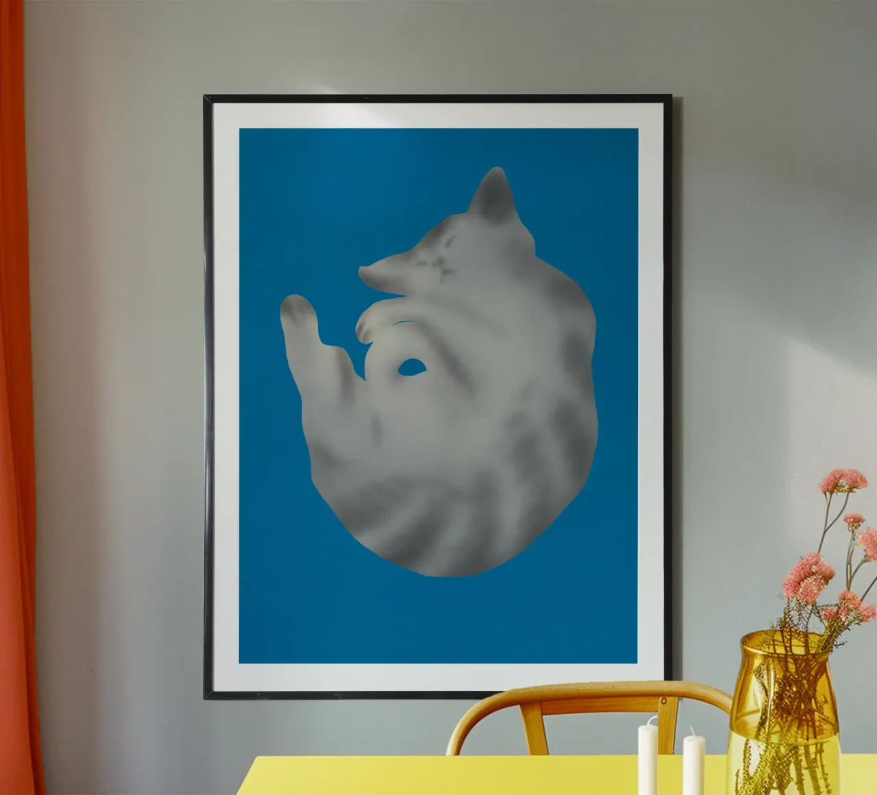 Ritratto di gatto in argento poster da Little Dean