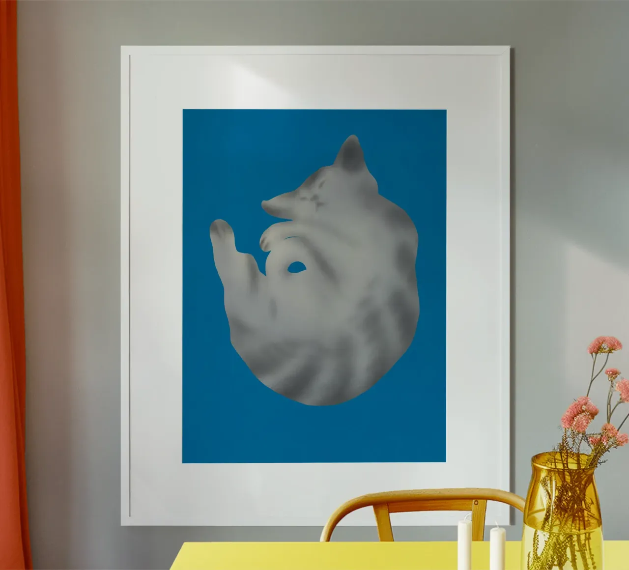 Ritratto di gatto in argento poster da Little Dean