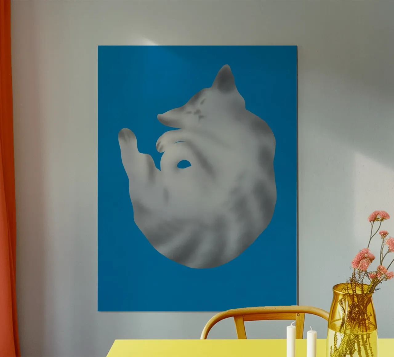 Ritratto di gatto in argento poster da Little Dean