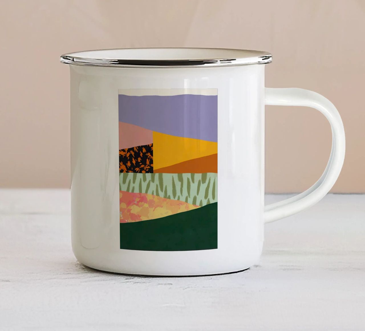 Collage minimalismo astratto tazza in smalto da Little Dean