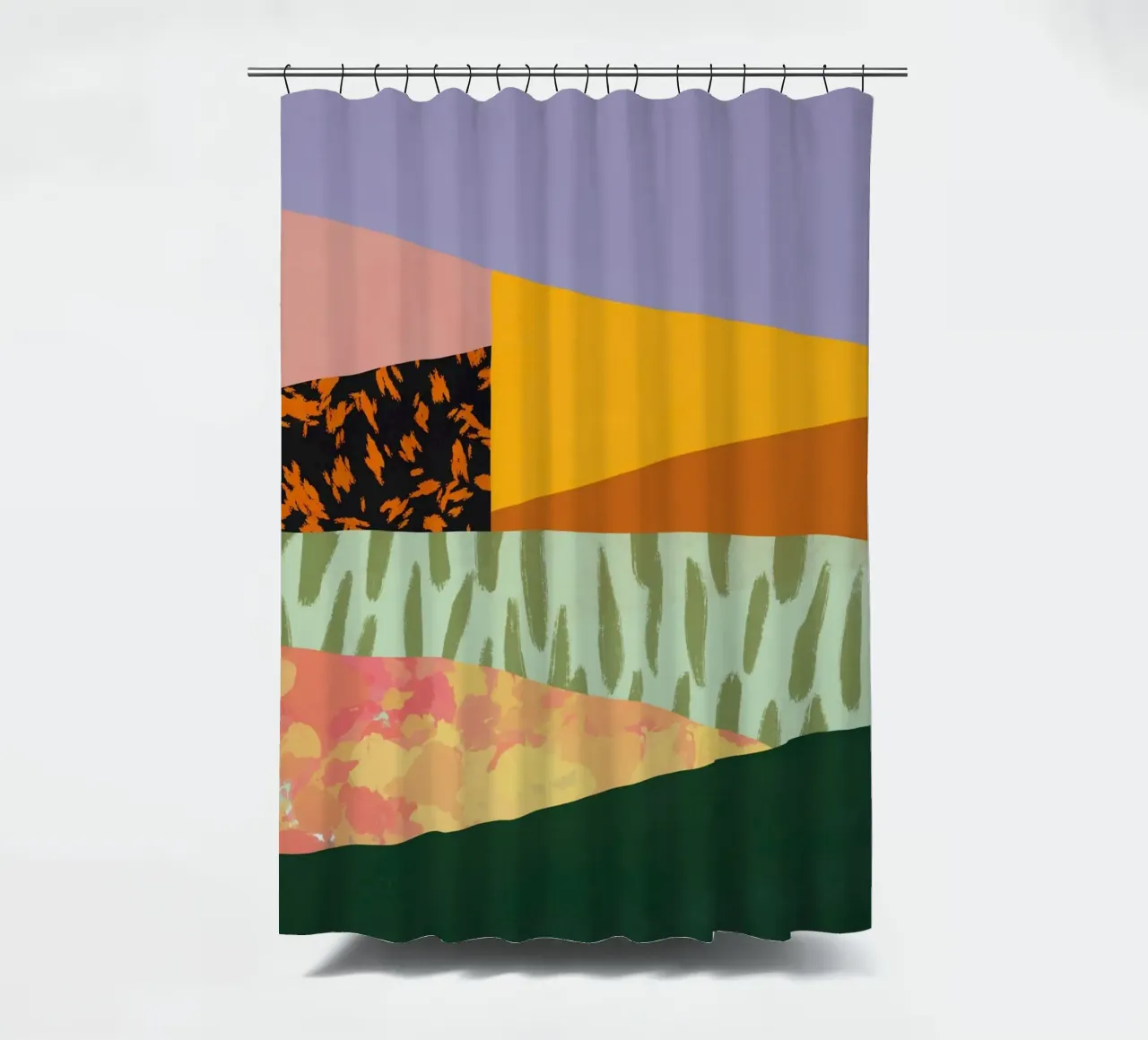 Collage abstract minimalism shower curtain by Little Dean