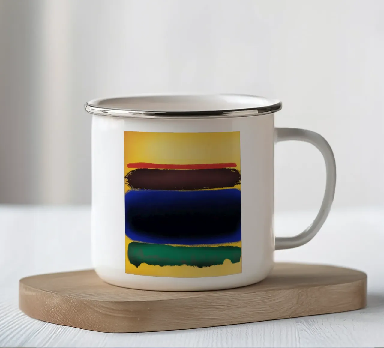 Spuitverf na rothko emaille mok van Little Dean