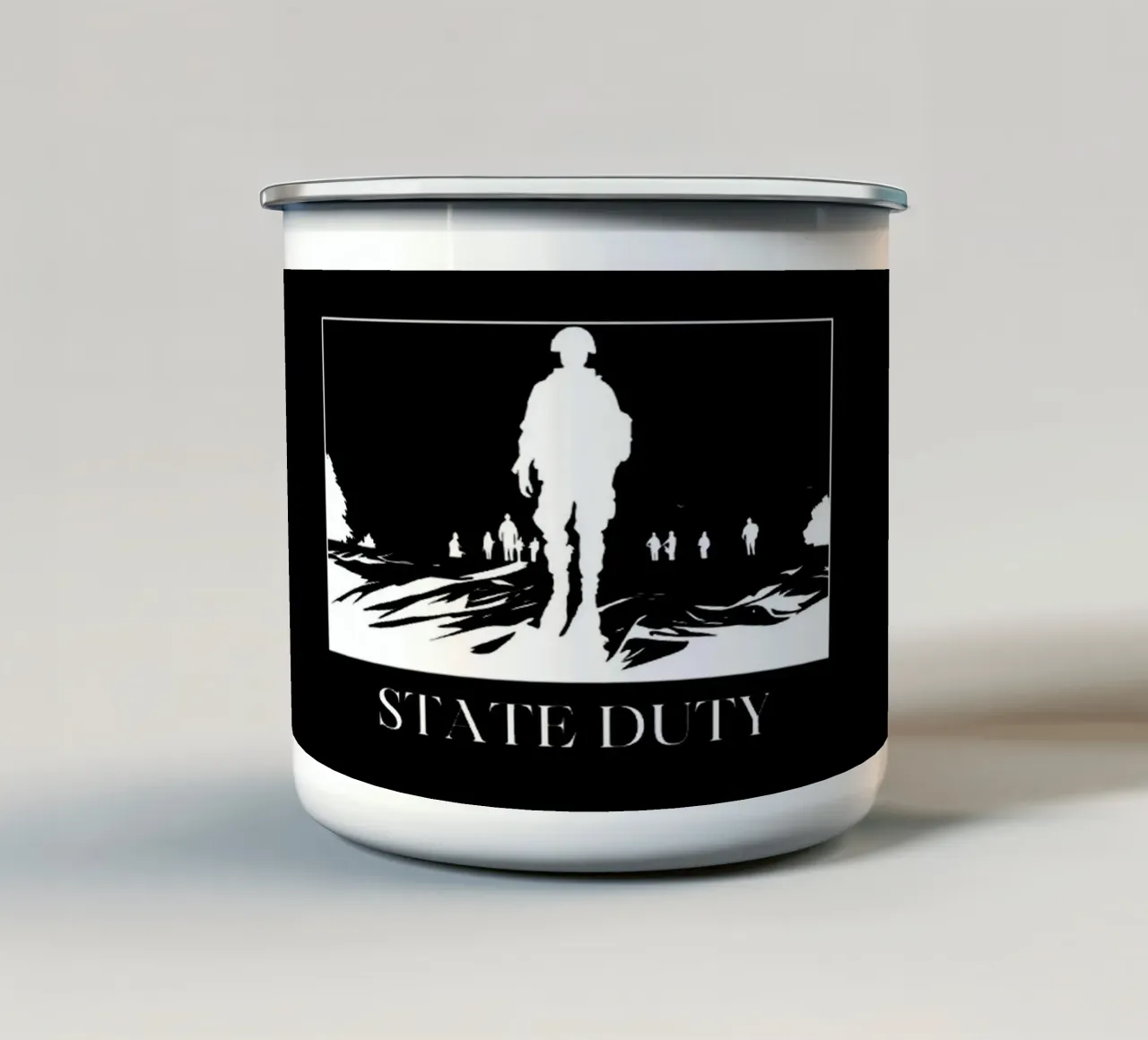 Obbligo di Stato tazza in smalto da Olivia Creator