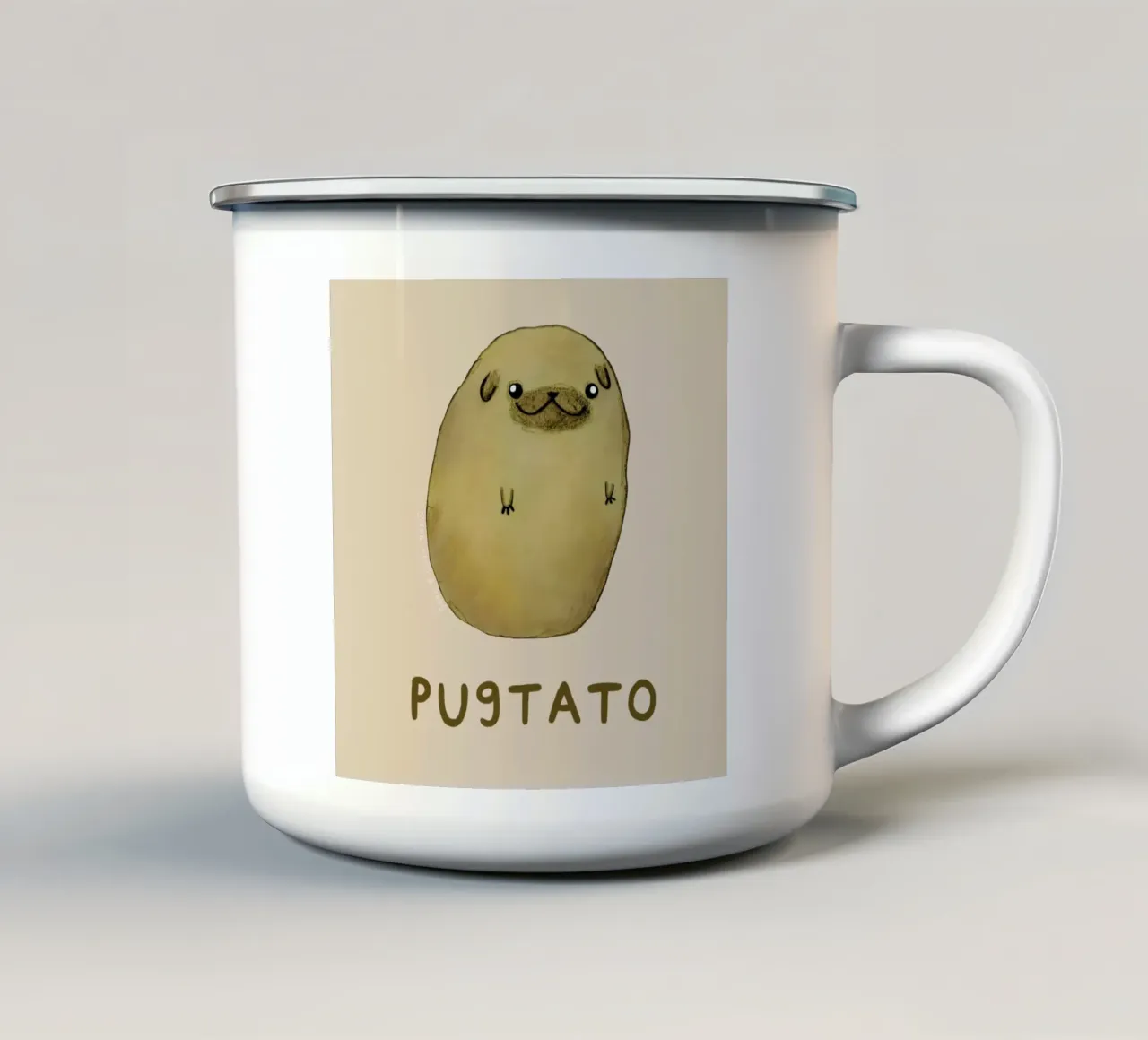 Pugtato tazza in smalto da Sophie Corrigan