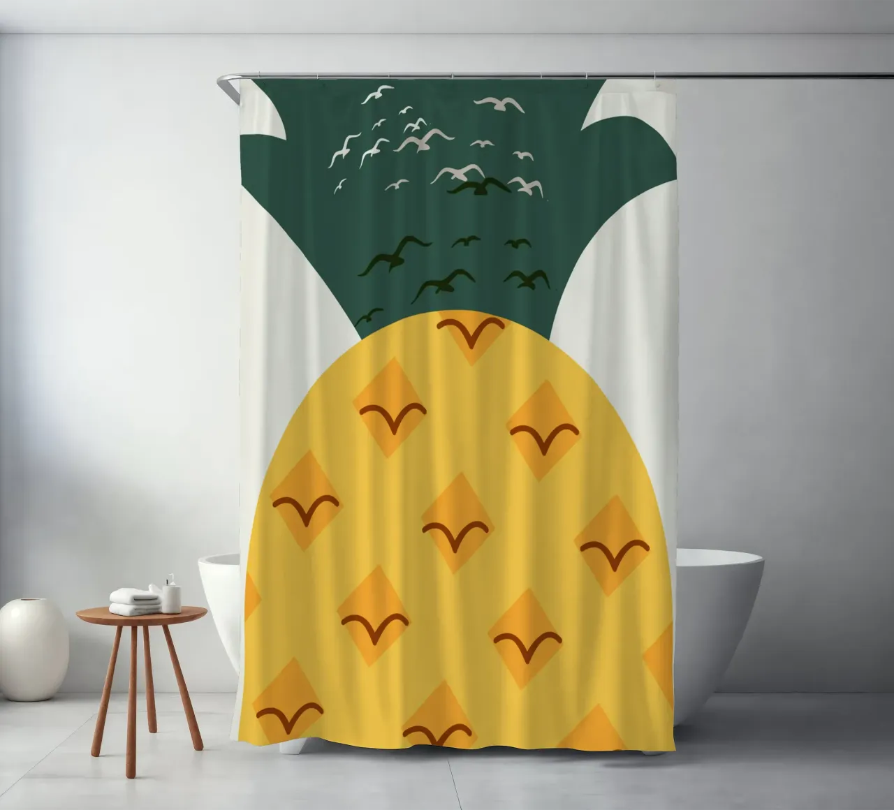 Pineapple nursery shower curtain by Little Dean