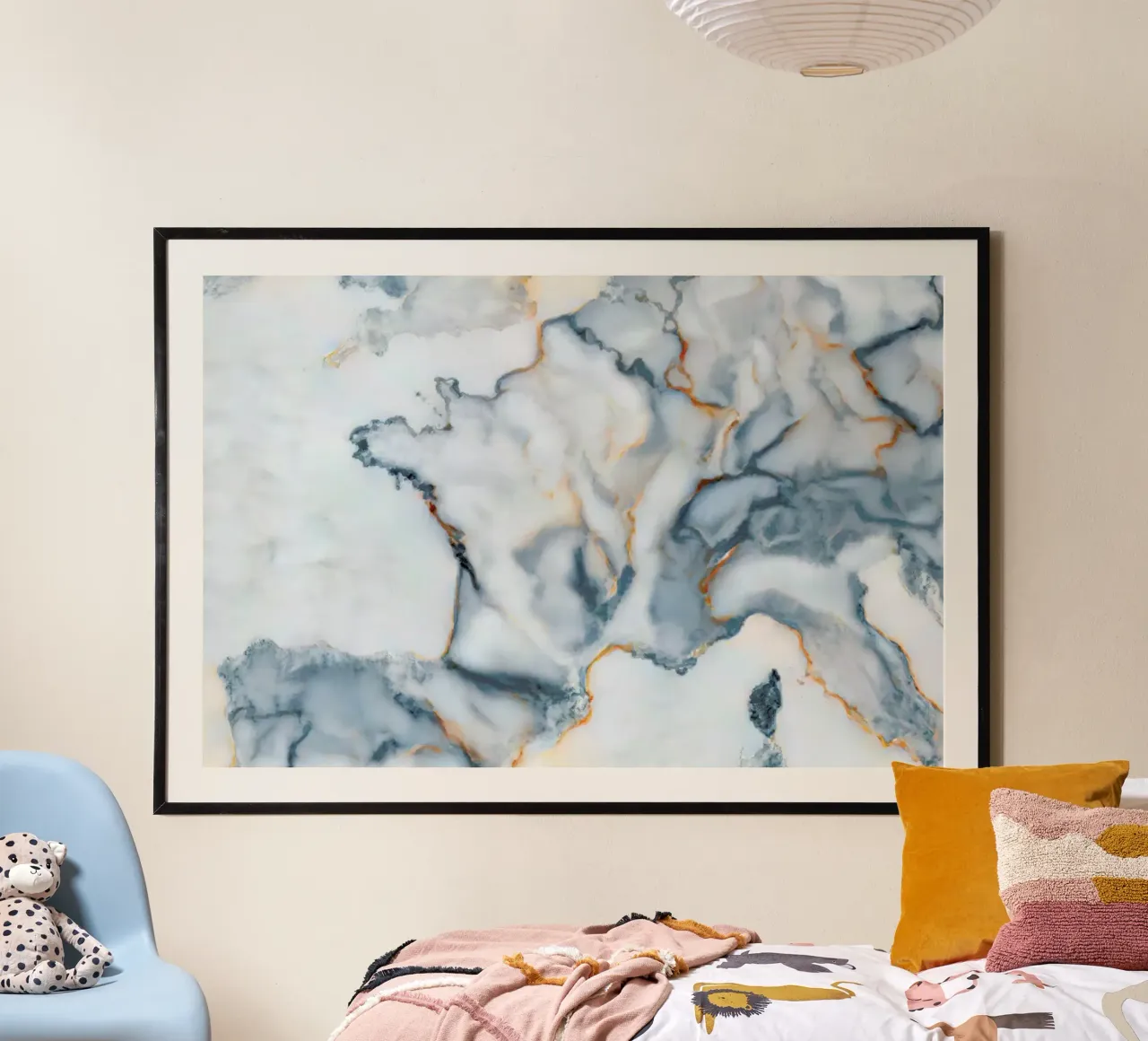 France Marble Map poster con telaio in legno da Octavian