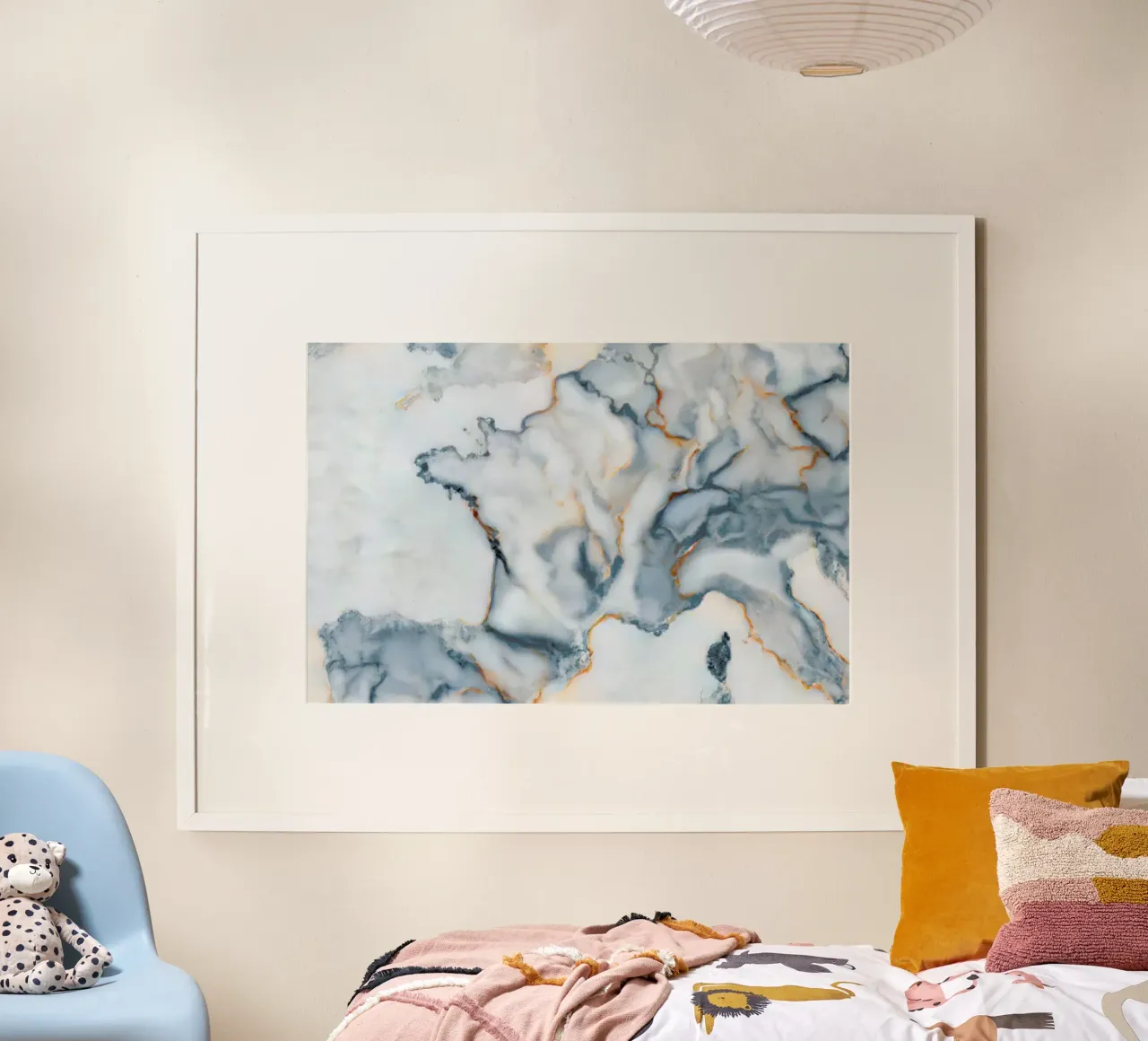 France Marble Map poster con telaio in legno da Octavian
